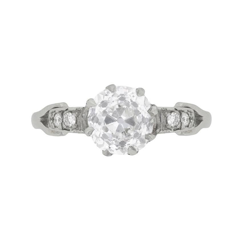 Art Deco 1.68 Carat Old Cut Diamond Solitaire Engagement Ring, c.1920s