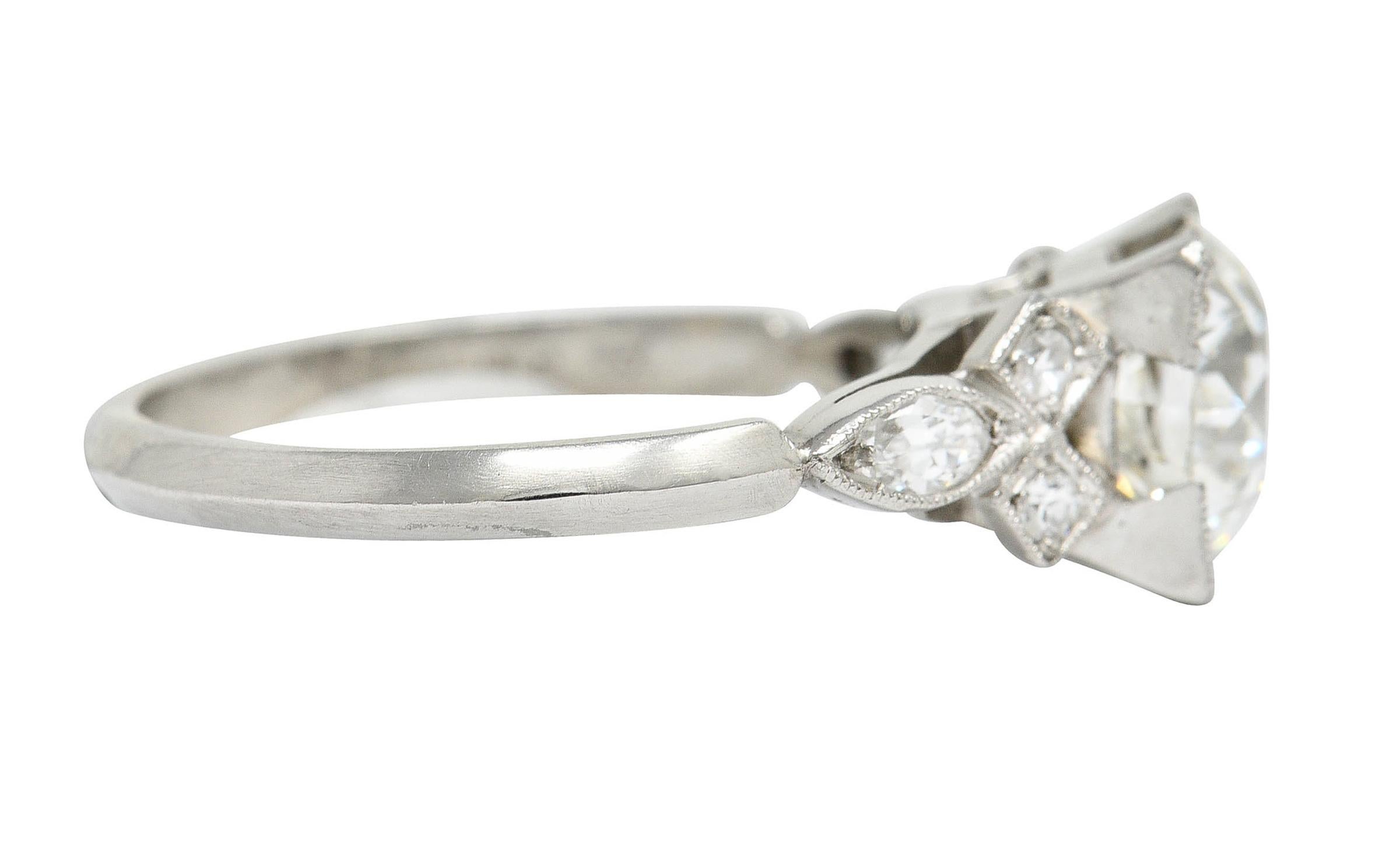 Verlobungsring, GIA Platin, 1,68 Karat alter europäischer Diamant im Art déco-Stil (Alteuropäischer Schliff) im Angebot