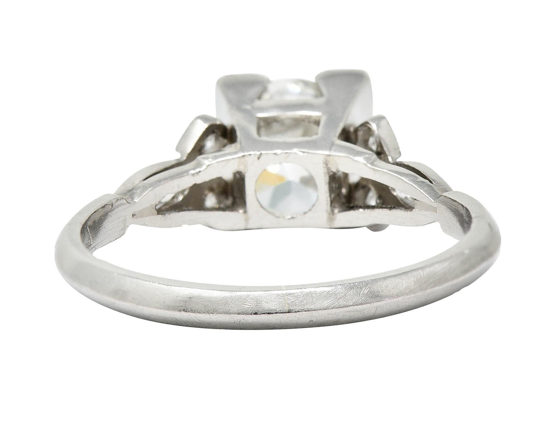 Verlobungsring, GIA Platin, 1,68 Karat alter europäischer Diamant im Art déco-Stil im Zustand „Hervorragend“ im Angebot in Philadelphia, PA