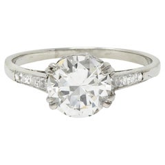 Vintage Art Deco 1.68 CTW Old European Diamond 18 Karat White Gold Engagement Ring