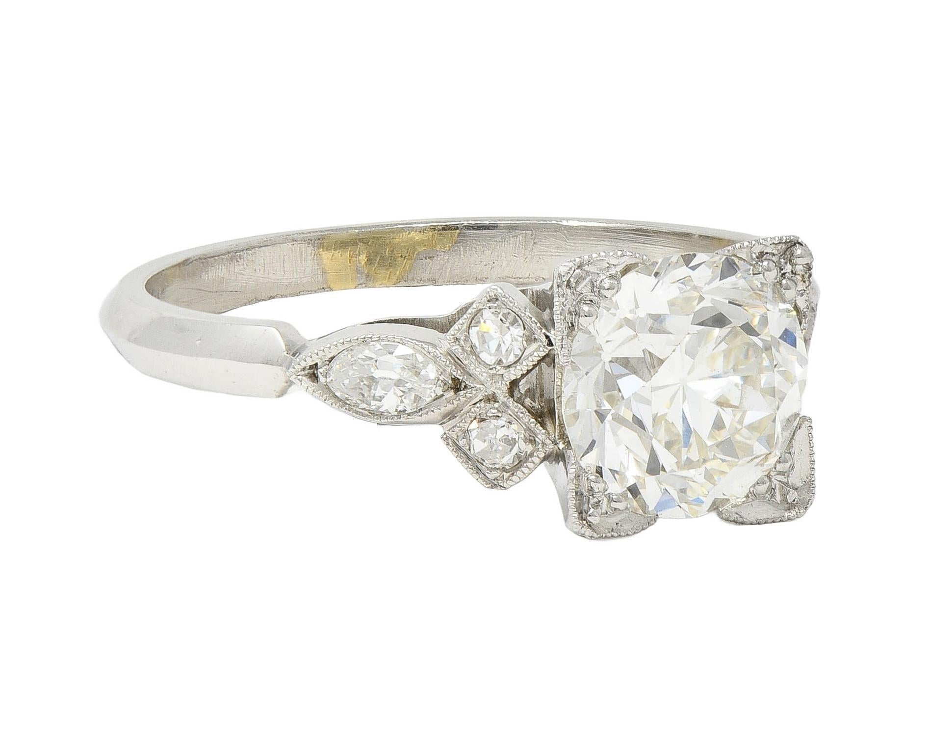 Art Deco 1.68 Karat alter europäischer Diamant Platin Vintage Verlobungsring GIA (Art déco) im Angebot