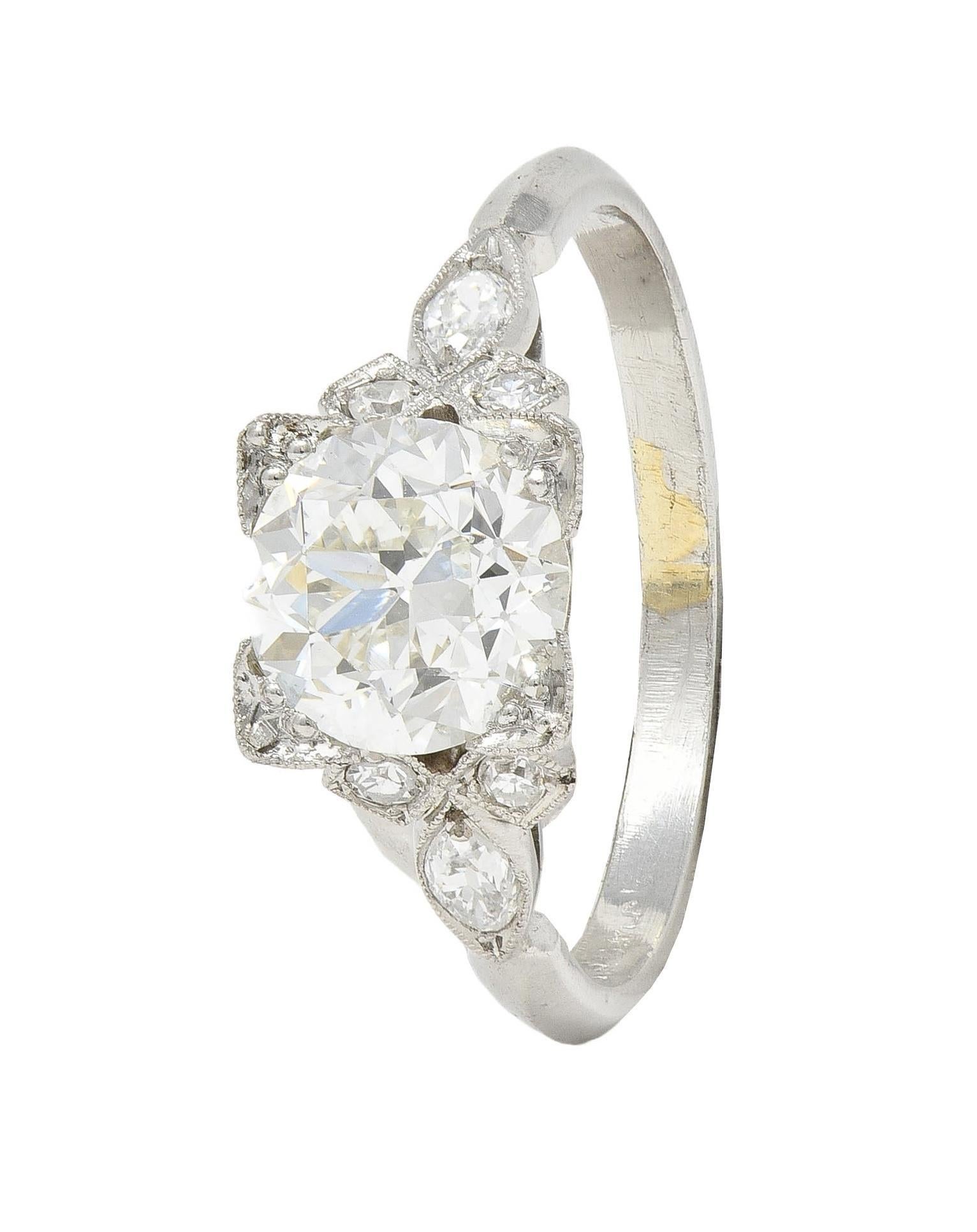 Art Deco 1.68 Karat alter europäischer Diamant Platin Vintage Verlobungsring GIA für Damen oder Herren im Angebot
