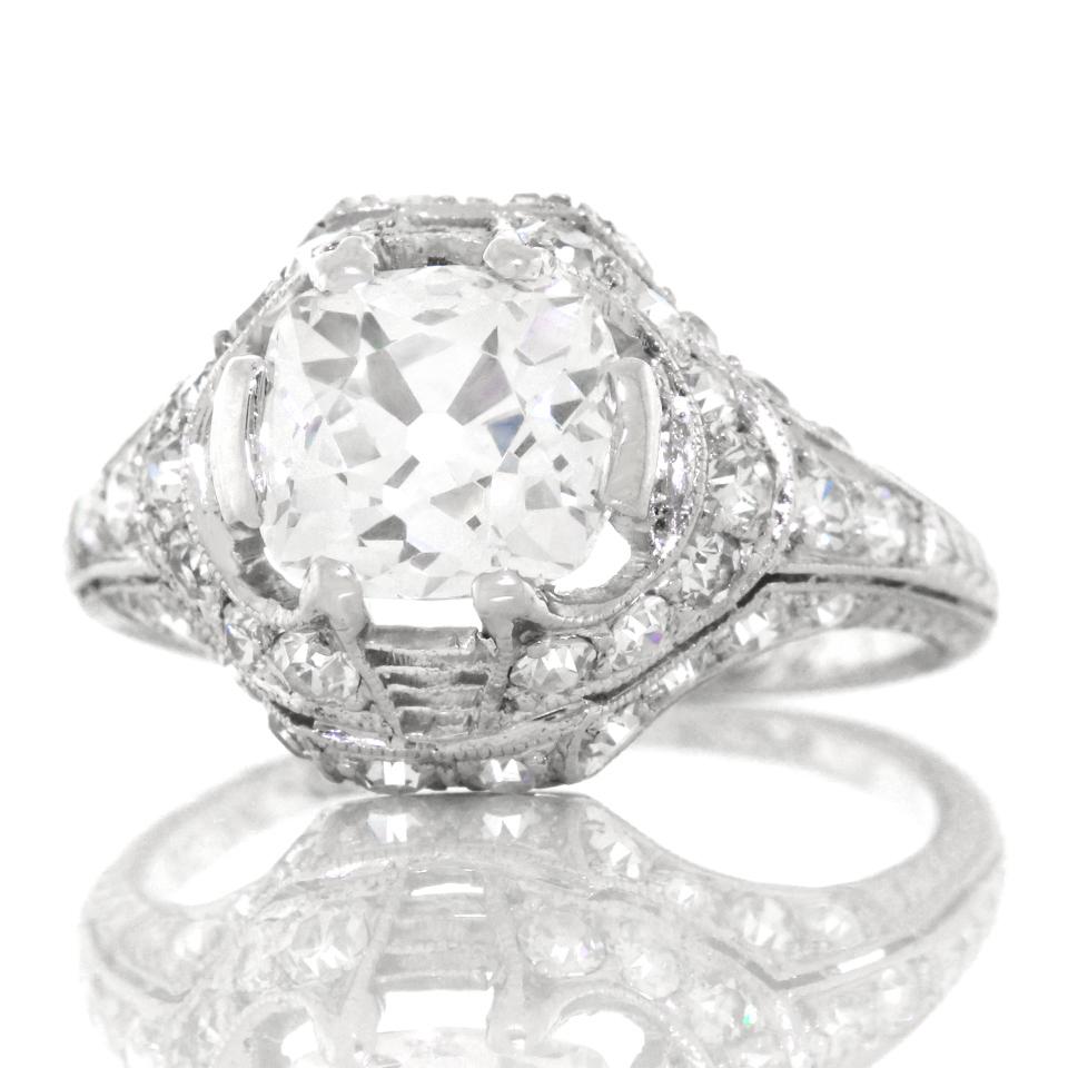 Art Deco 1.68ct Diamond Platinum Engagement Ring 5