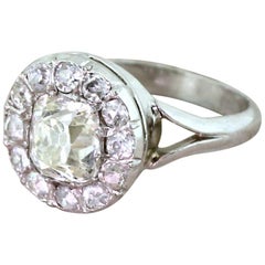 Art Deco 1.69 Carat Old Cut Diamond Cluster Ring