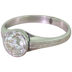 Art Deco 1.69 Carat Old Cut Diamond Engagement Ring