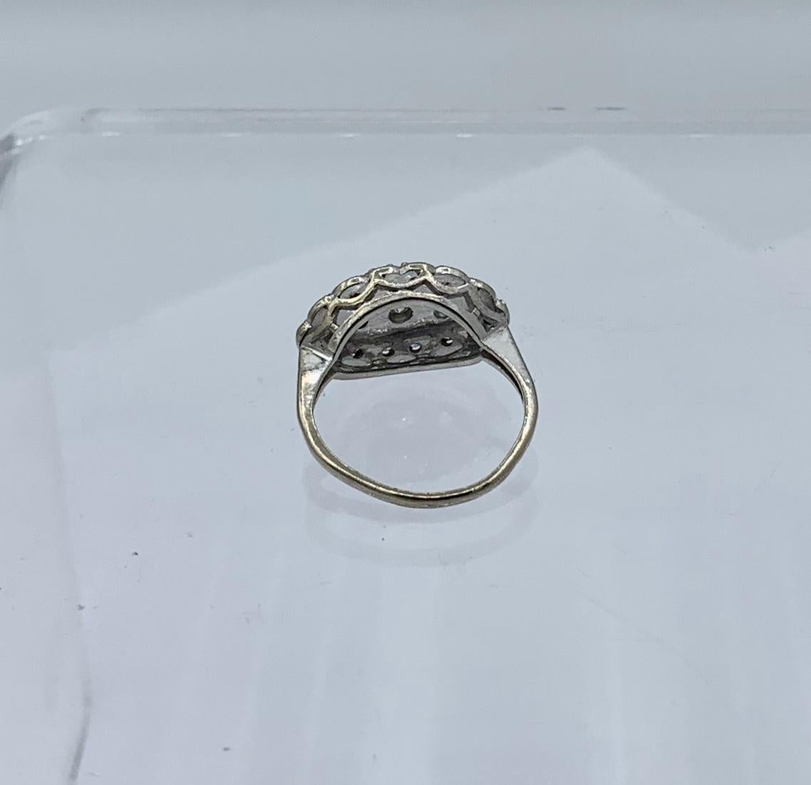 Art Deco 17 Diamond 14 Karat Ring White Gold Wedding Engagement Cocktail Ring 3