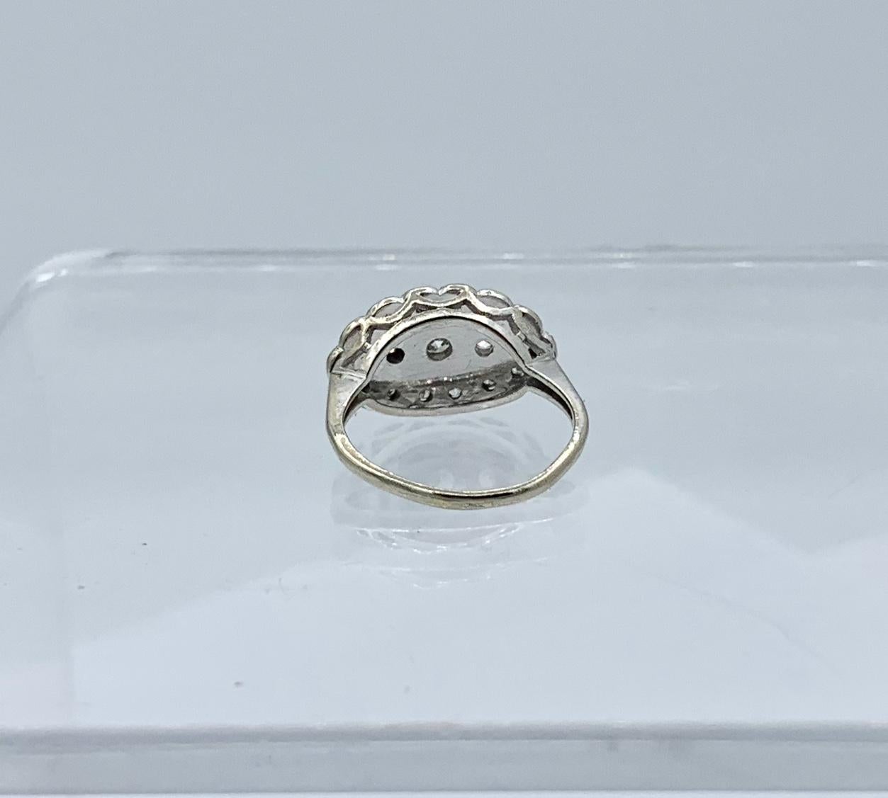 Art Deco 17 Diamond 14 Karat Ring White Gold Wedding Engagement Cocktail Ring 4