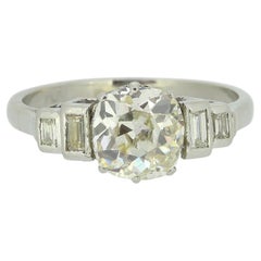Art Deco 1.70 Carat Old Cushion Cut Diamond Ring