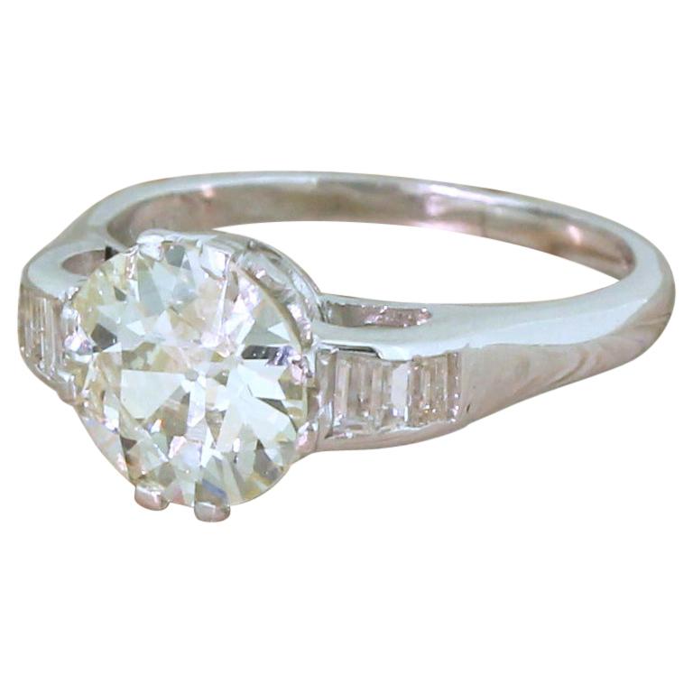 Art Deco 1.70 Carat Old Cut Diamond Engagement Ring