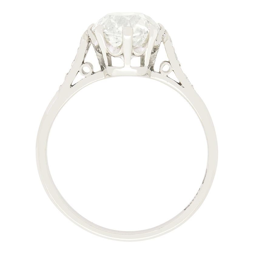 Bague solitaire Art déco avec diamants 1,70 carat, c. 1920 Bon état - En vente à London, GB