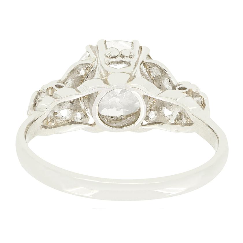 Art Deco 1.70ct Diamond Solitaire Ring, c.1930s (Alteuropäischer Schliff) im Angebot