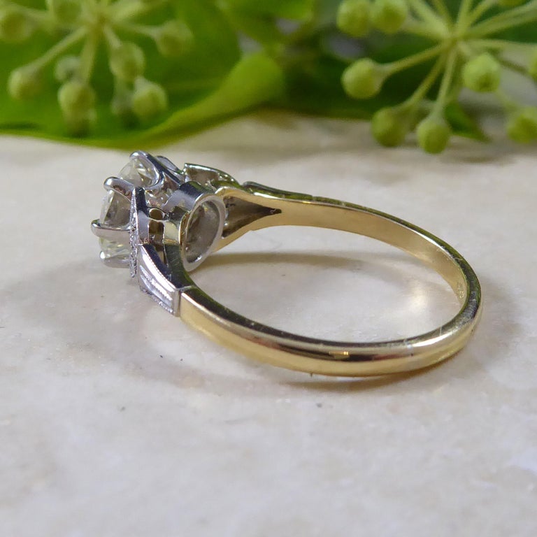Art Deco Diamond Solitaire Ring with Diamond Set Shoulders For Sale at ...