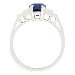 Art Deco 1.70ct Sapphire and Diamond Solitaire Ring, c.1920s