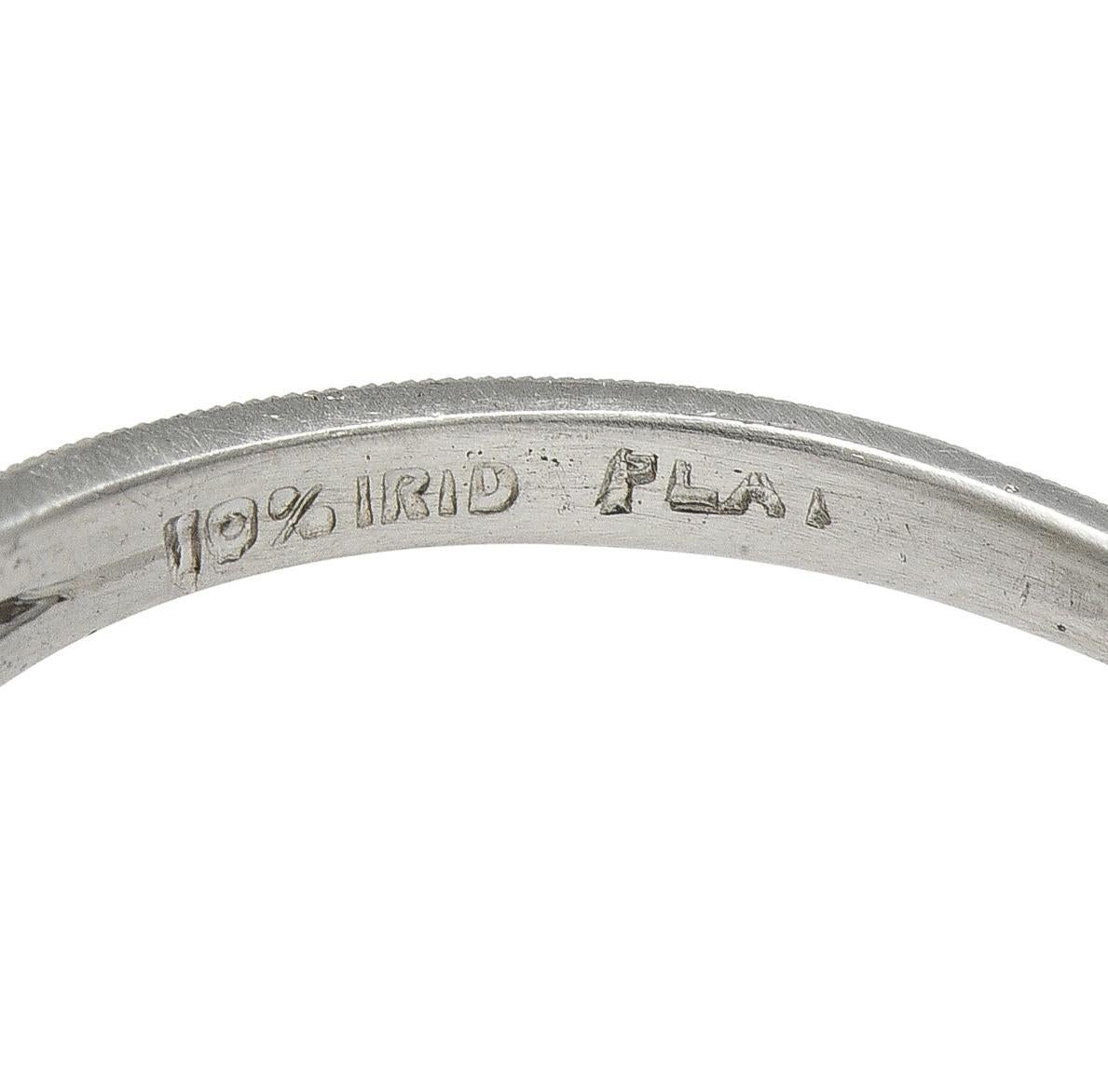 Art Deco 1.71 CTW Old Mine Cut Diamond Platinum Ribbon Vintage Verlobungsring im Angebot 3