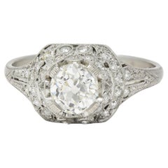 Anello di fidanzamento vintage in platino con nastro di diamanti Old Mine Cut 1,71 CTW Art of Vintage