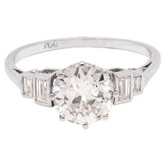 Antique Art Deco 1.72 Carat Old Cut Diamond Platinum Engagement Ring, Circa 1920's