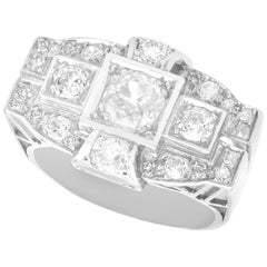Art Deco 1.73 Carat Diamond and Platinum Cocktail Ring
