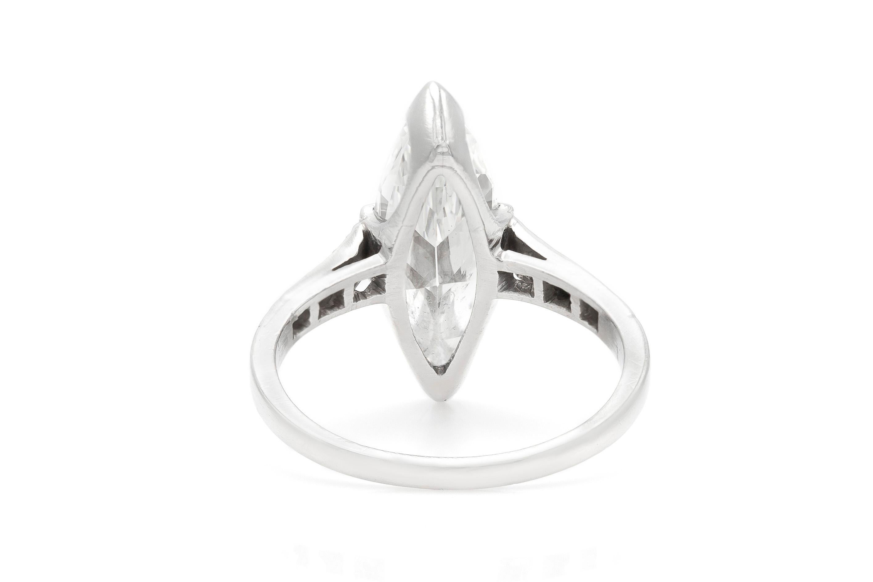 Art Deco 1.74 Carat GIA Marquise Cut Diamond Engagement Ring In Good Condition In New York, NY