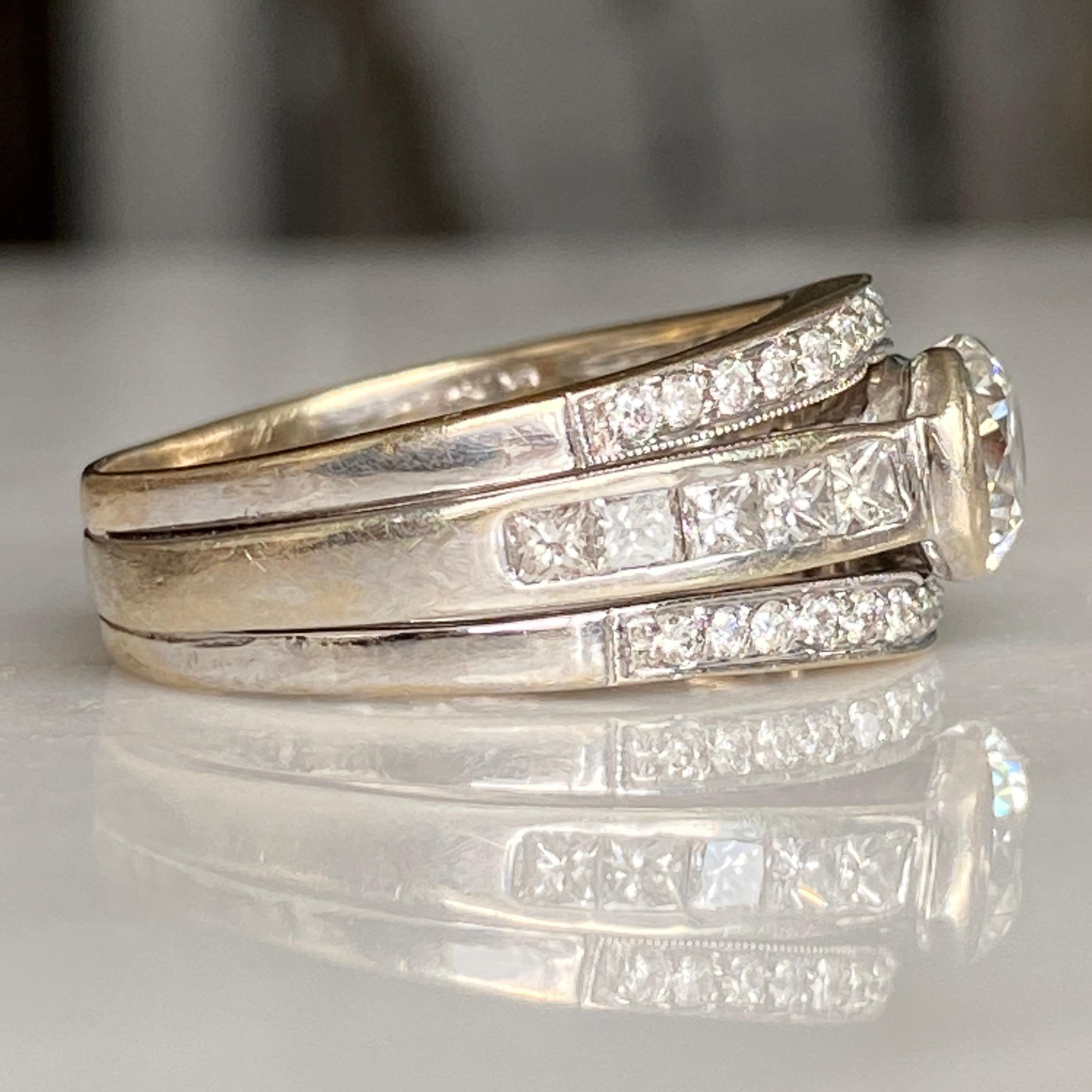 Art Deco 1.74ct TW Diamond Platinum Ring For Sale 1