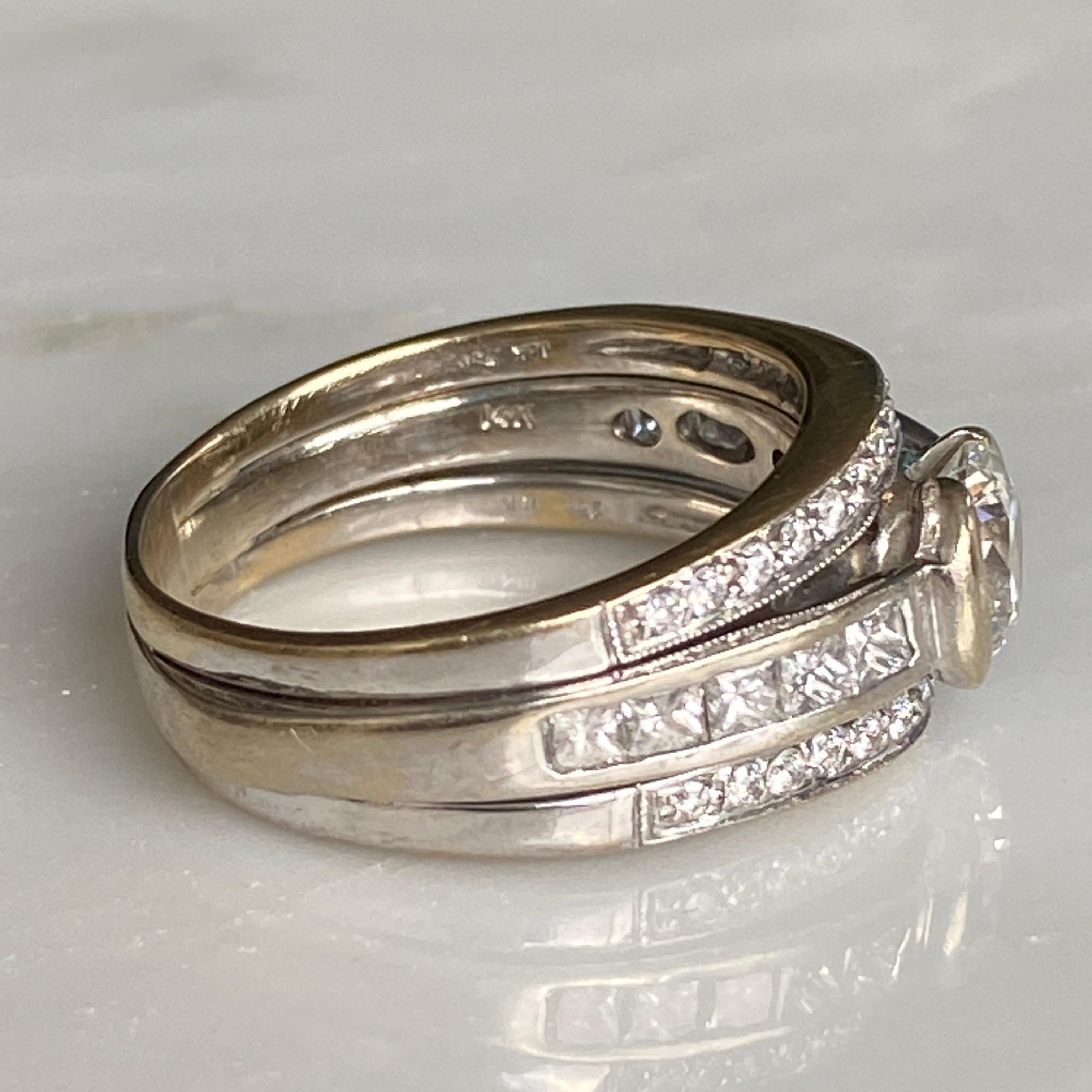 Art Deco 1.74ct TW Diamond Platinum Ring For Sale 2
