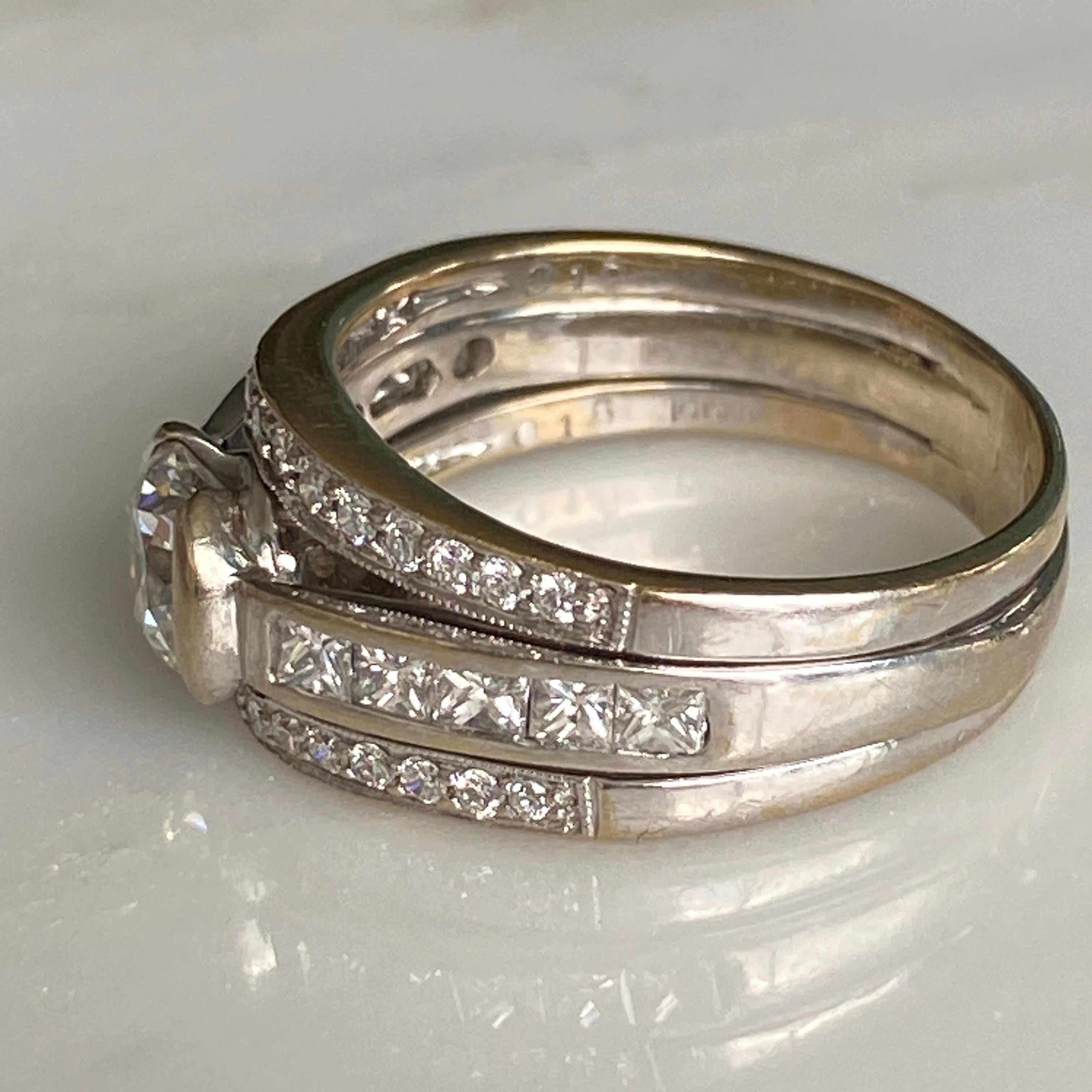 Art Deco 1.74ct TW Diamond Platinum Ring For Sale 3