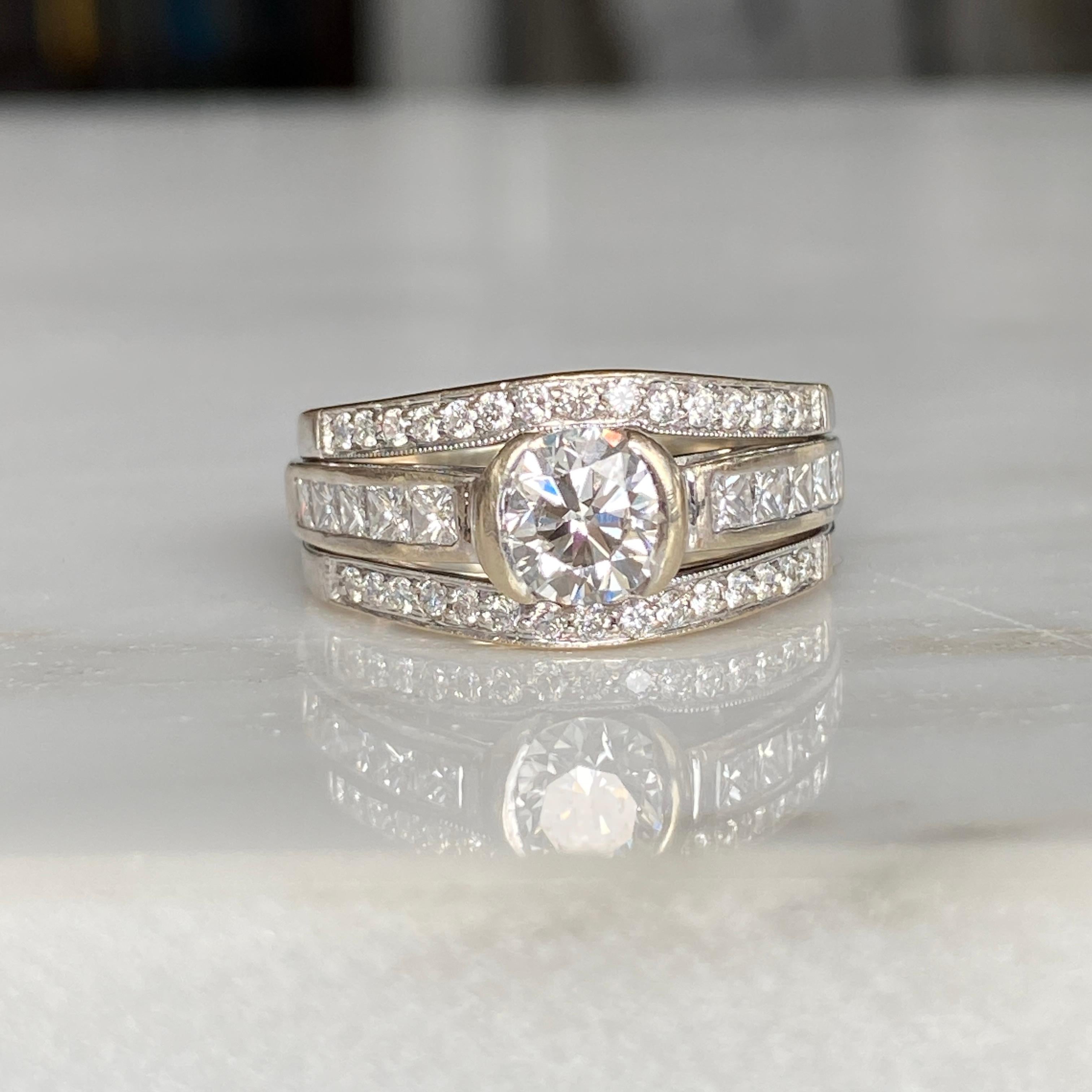 Art Deco 1.74ct TW Diamond Platinum Ring For Sale 4