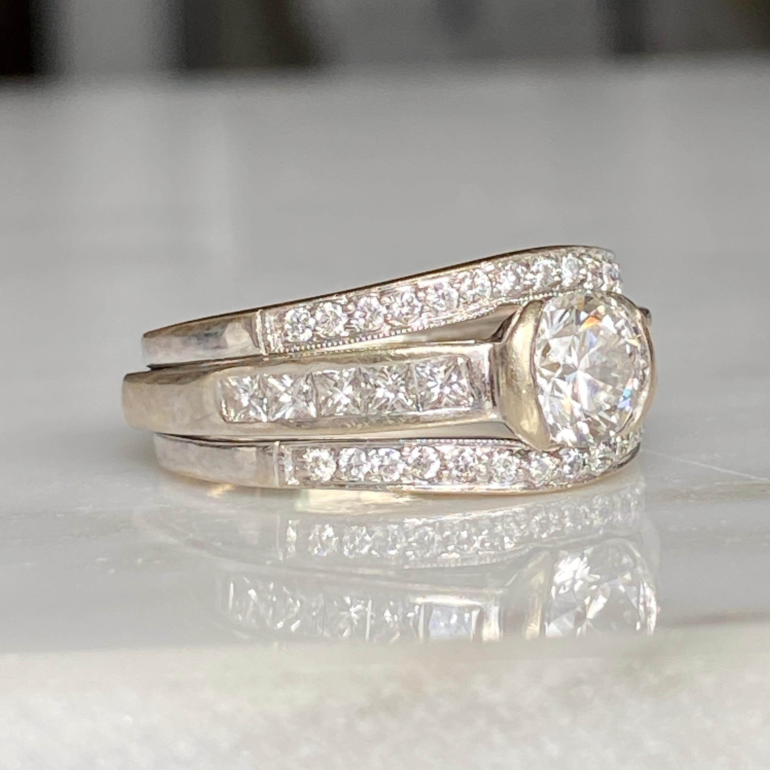 Women's Art Deco 1.74ct TW Diamond Platinum Ring For Sale