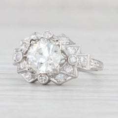 Art Deco 1.74ctw Diamond Engagement Ring 900 Platinum Size 5.25 GIA Old European