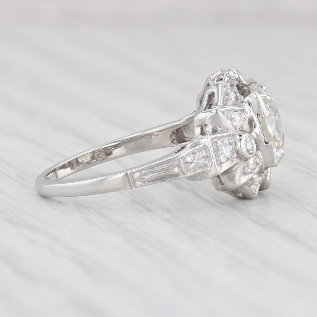 Art Deco 1.74ctw Diamond Engagement Ring 900 Platinum Size 5.25 GIA Old European For Sale 1