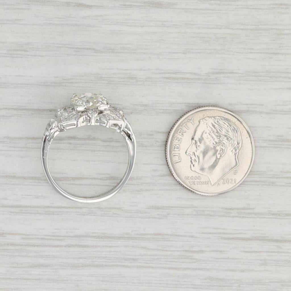 Art Deco 1.74ctw Diamond Engagement Ring 900 Platinum Size 5.25 GIA Old European For Sale 2