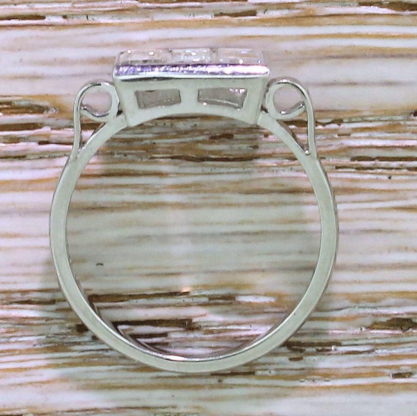 Women's Art Deco 1.75 Carat Baguette Cut Diamond Trilogy Ring
