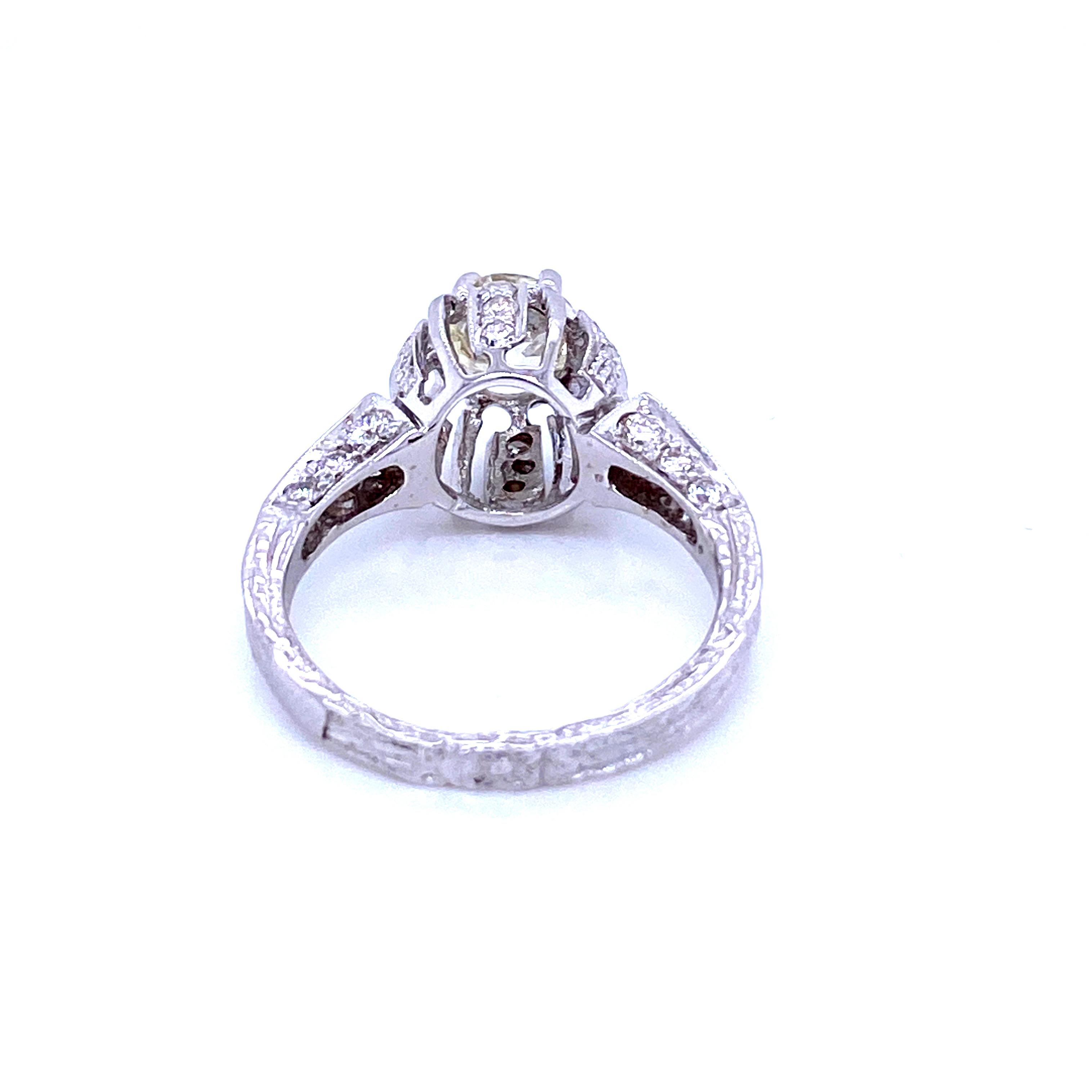 Women's Art Deco 1.75 Diamond Engagement Ring For Sale