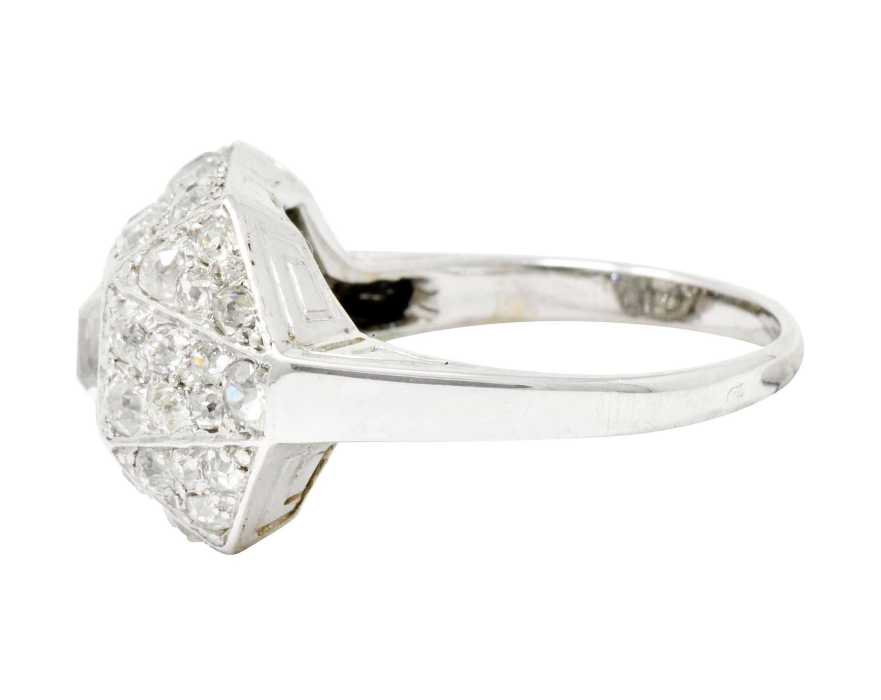 Women's or Men's Art Deco 1.76 Carat Diamond Platinum Pave Dinner Ring