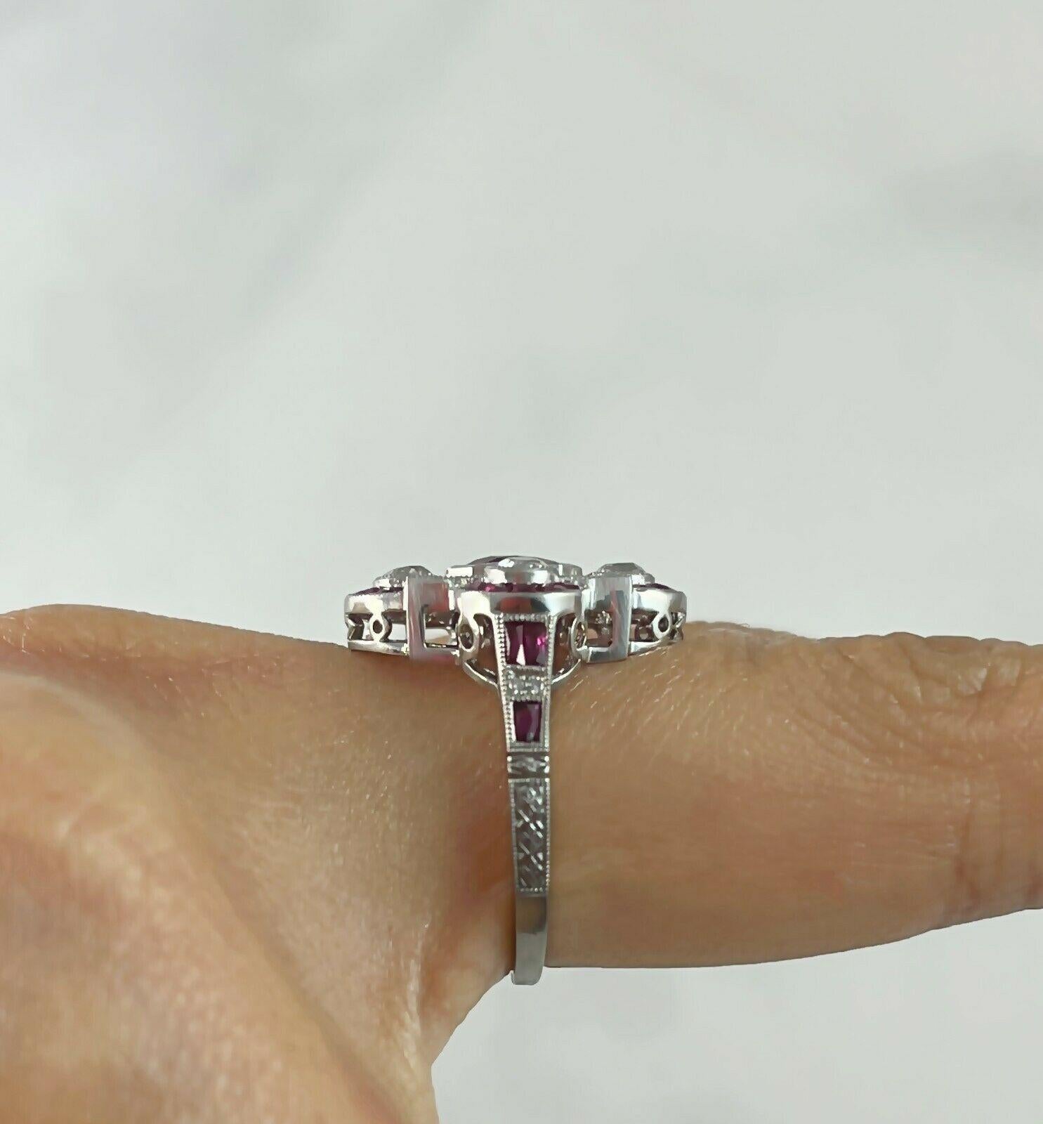 Art Deco Style 1.76 Carat Ruby Diamond 2.71 TCW Platinum Engagement Ring In New Condition In Los Angeles, CA