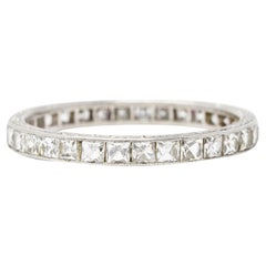 Art Deco 1.76 Carats French Cut Diamond Platinum Orange Blossom Eternity Ring