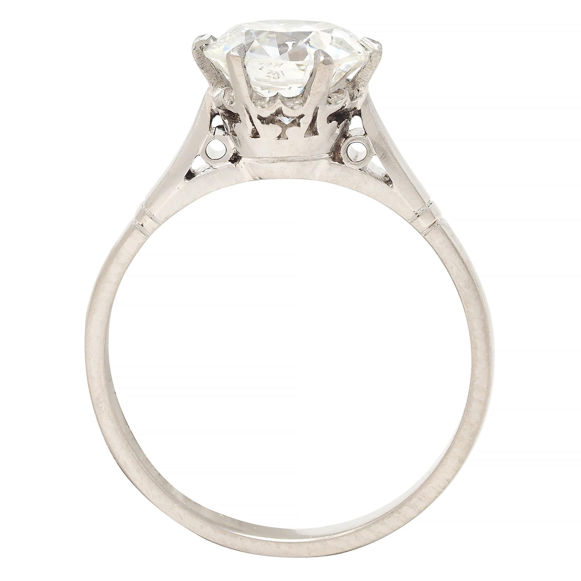 Anello di fidanzamento vintage in platino Art of Vintage 1.76 CTW Old European Cut Diamond GIA in vendita 4
