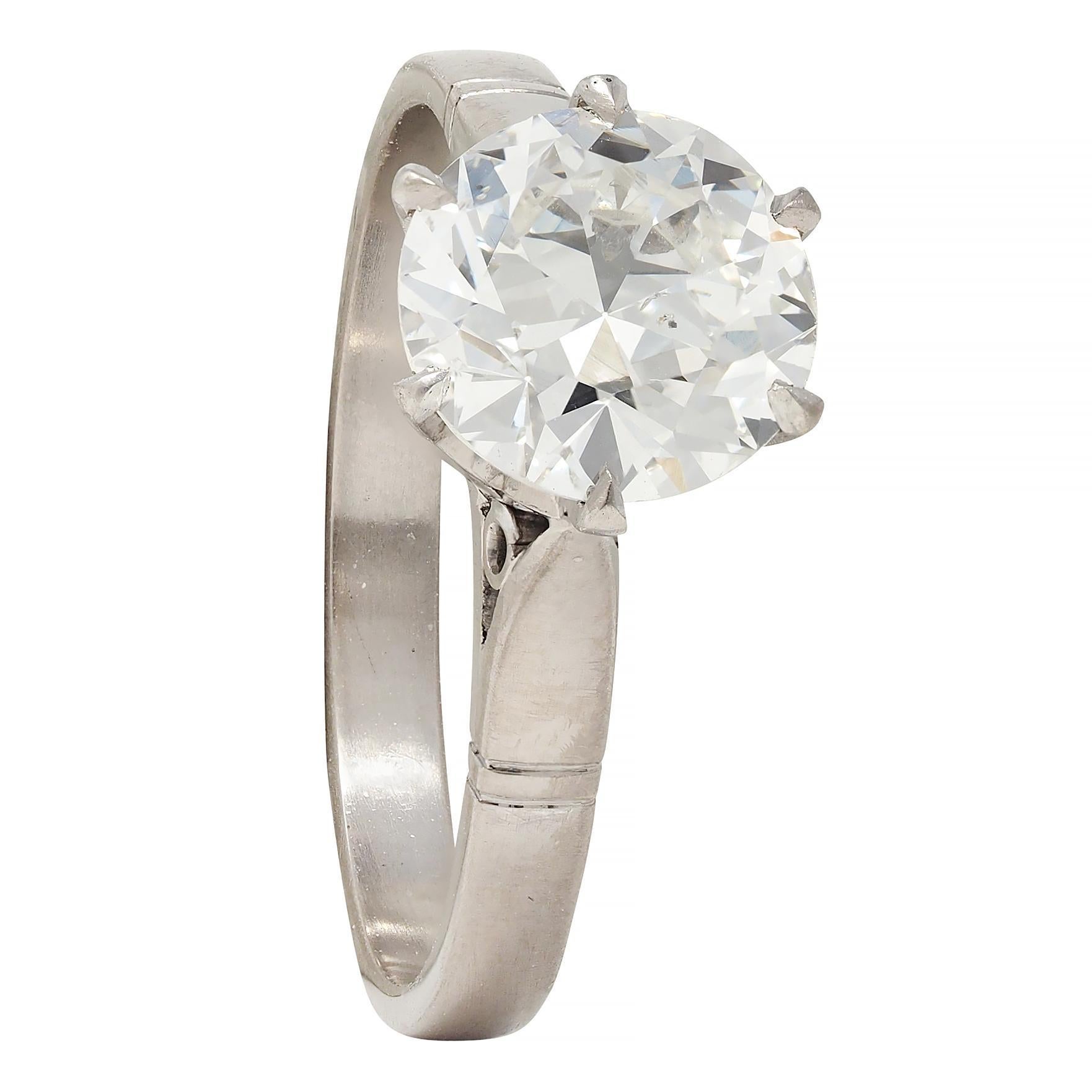 Anello di fidanzamento vintage in platino Art of Vintage 1.76 CTW Old European Cut Diamond GIA in vendita 5