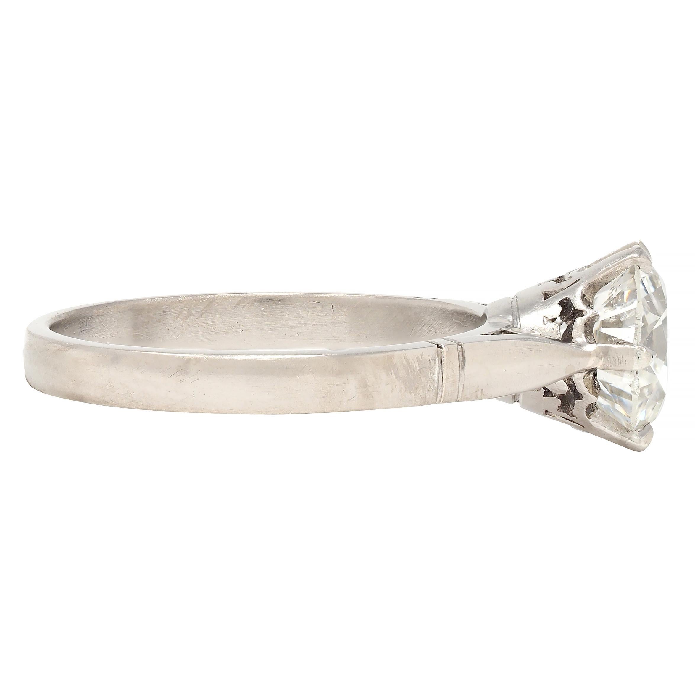 Taglio rotondo Anello di fidanzamento vintage in platino Art of Vintage 1.76 CTW Old European Cut Diamond GIA in vendita
