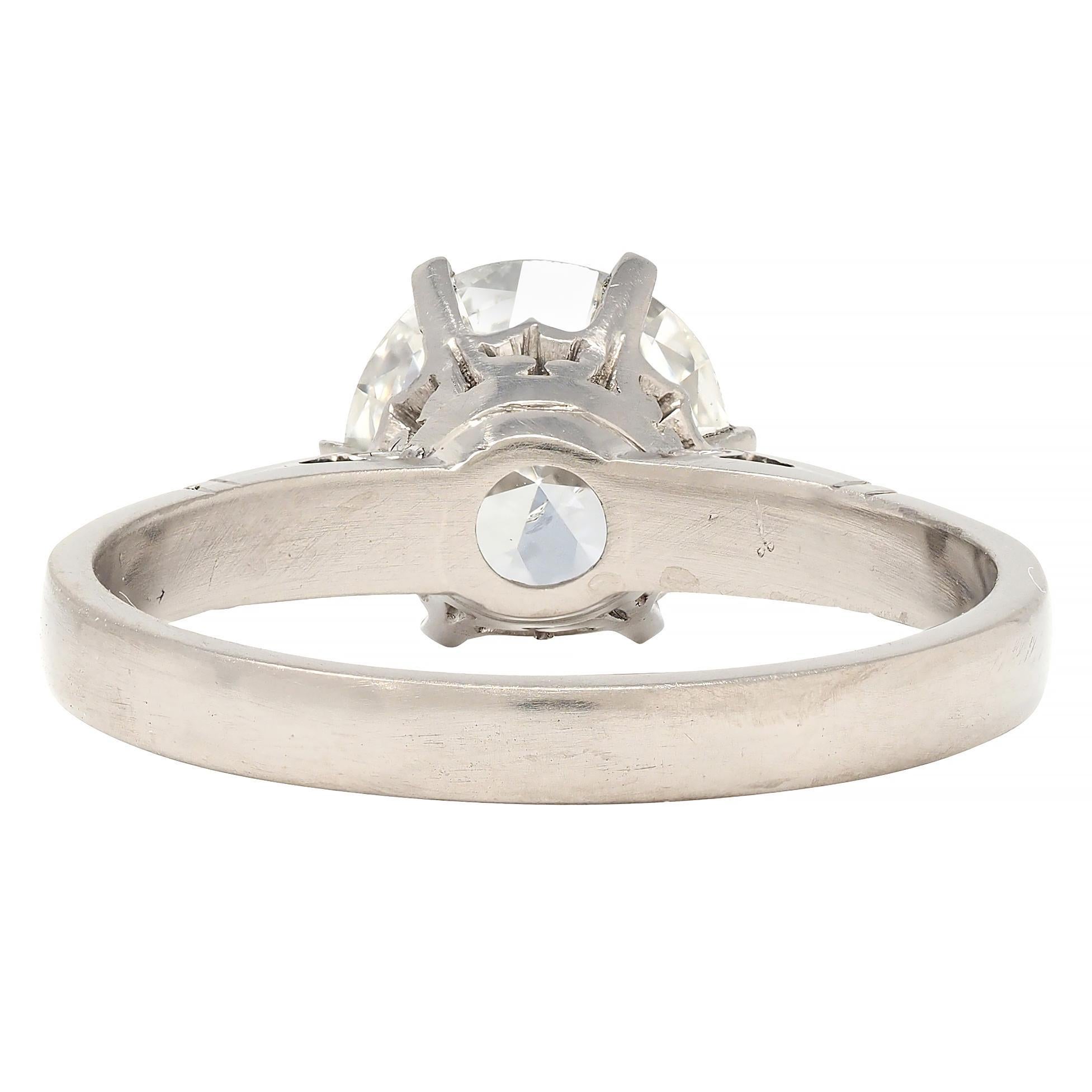 Anello di fidanzamento vintage in platino Art of Vintage 1.76 CTW Old European Cut Diamond GIA In condizioni ottime in vendita a Philadelphia, PA