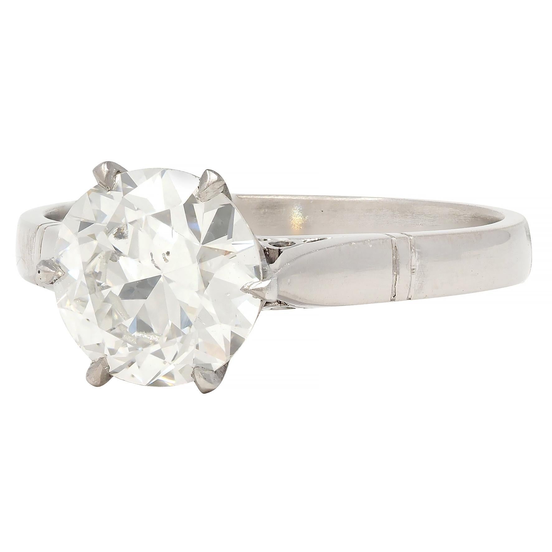 Anello di fidanzamento vintage in platino Art of Vintage 1.76 CTW Old European Cut Diamond GIA in vendita 1