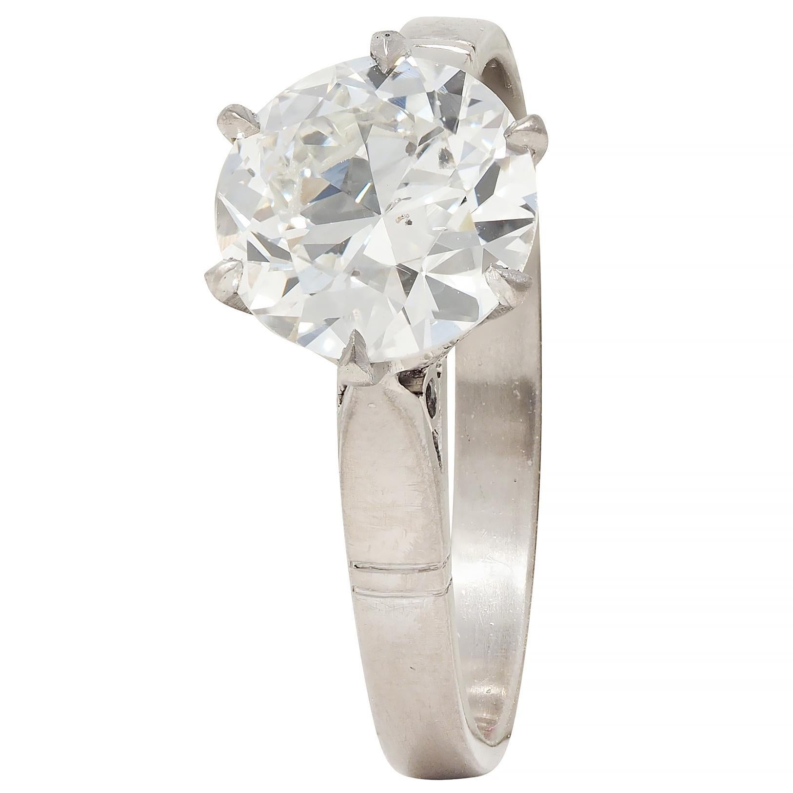 Anello di fidanzamento vintage in platino Art of Vintage 1.76 CTW Old European Cut Diamond GIA in vendita 2