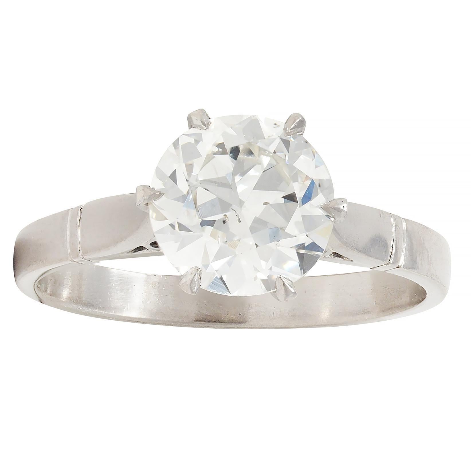 Anello di fidanzamento vintage in platino Art of Vintage 1.76 CTW Old European Cut Diamond GIA in vendita 3