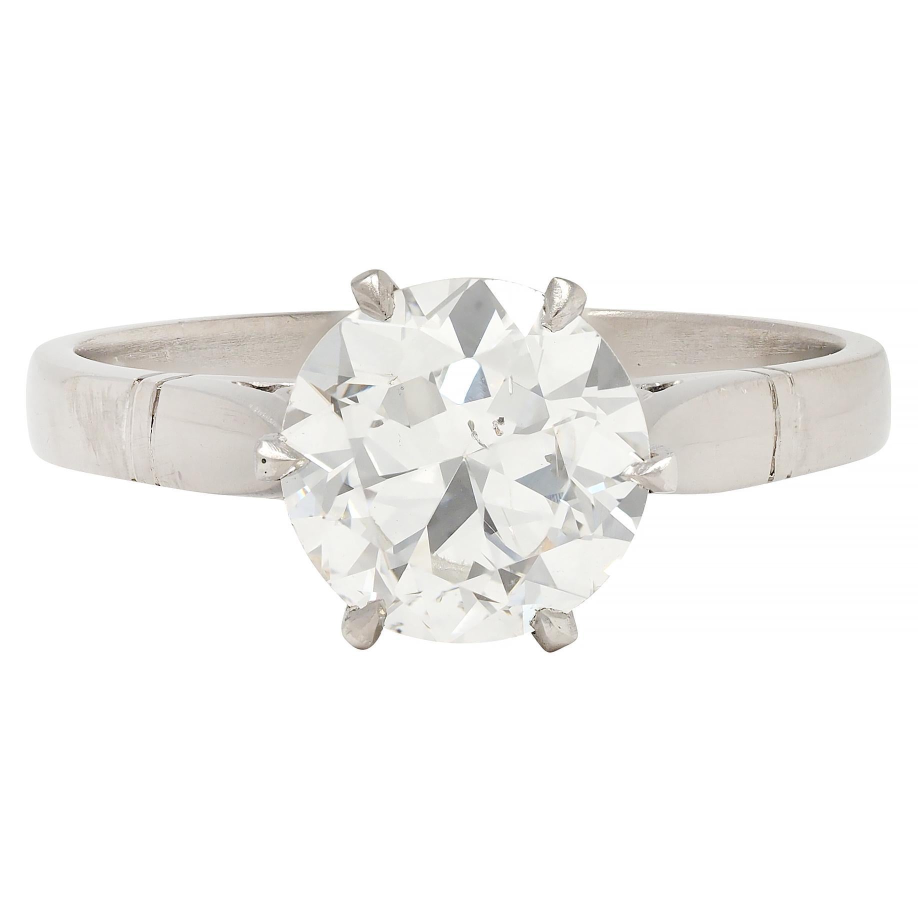Art Deco 1.76 Karat Diamant im alteuropäischen Schliff Platin Vintage Verlobungsring GIA