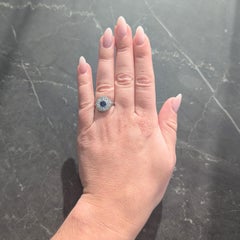 Art Deco 1.76 CTW Sapphire Diamond Platinum Antique Laurel Halo Ring