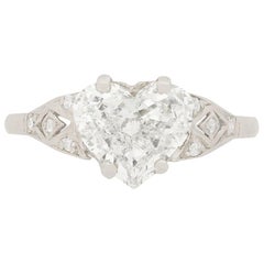 Antique Art Deco 1.76 Carat Diamond Heart Engagement Ring, circa 1920s