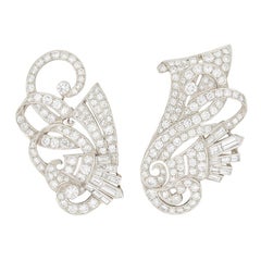 Art Deco 17ct Diamond Double Clip Brooch, c.1940s