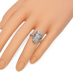 Art Deco 17k White Gold Diamond and Sapphire Dinner Ring