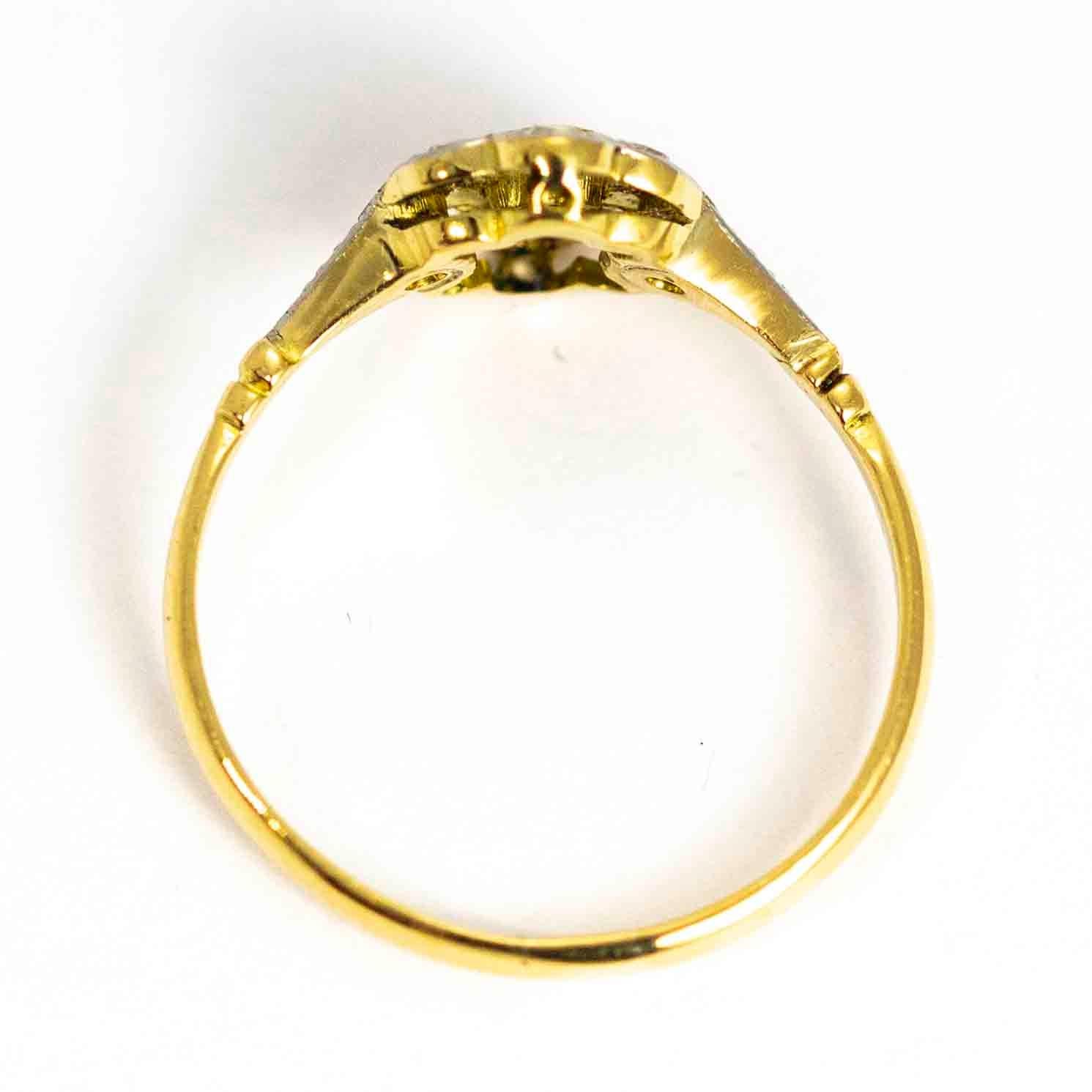 Art Deco 18 Carat Gold and Platinum Diamond Cluster Ring 2