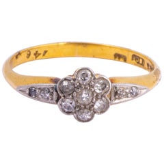 Art Deco 18 Carat Gold and Platinum Diamond Cluster Ring