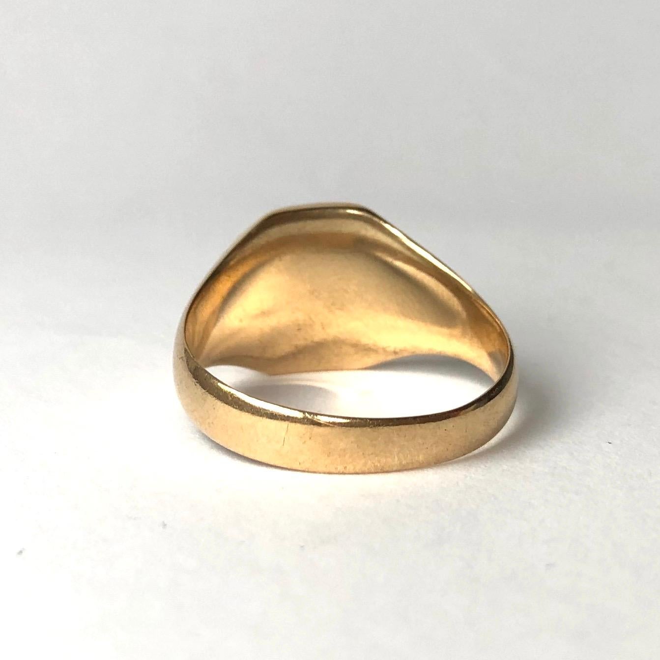 Art Deco 18 Carat Gold and Platinum Signet Ring In Good Condition In Chipping Campden, GB